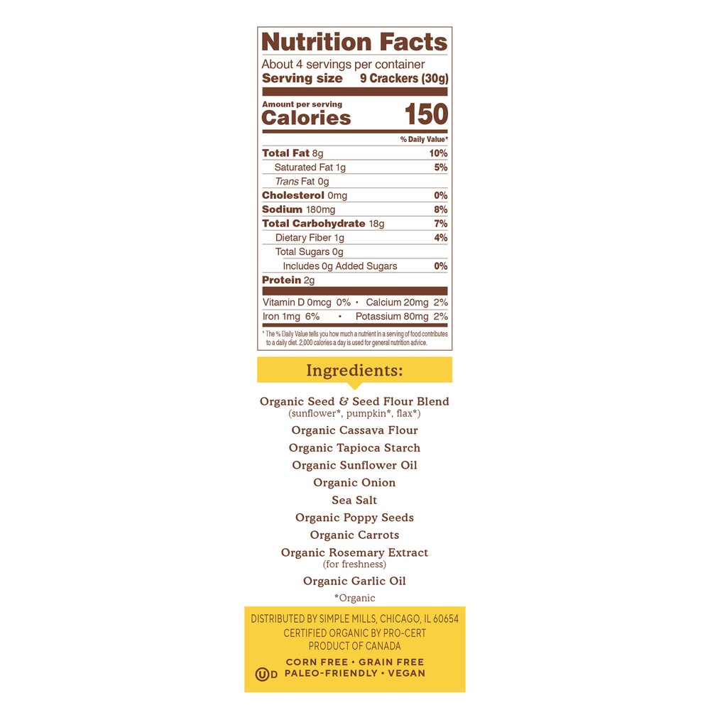 Organic Seed Flour Crackers, Everything, 4.25 oz (120 g)