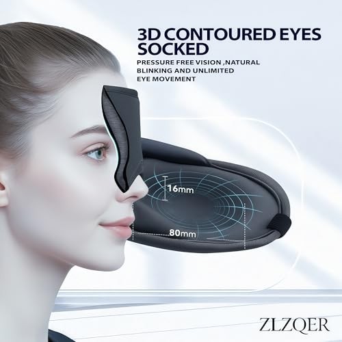 Ultra-Thin 3D Sleep Mask – Precision-Fit Light-Blocking Eye Mask for Side Black
