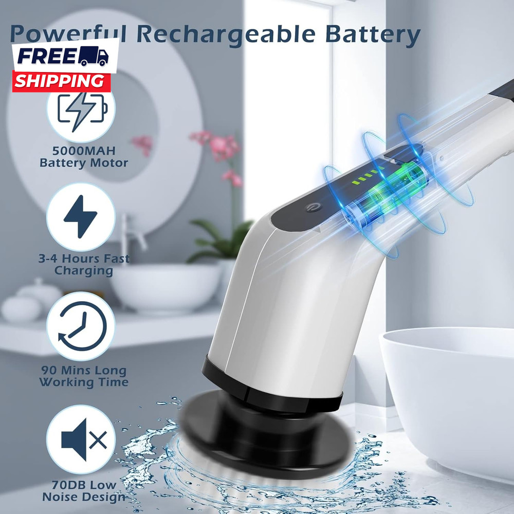 Electric Spin Scrubber Cordless Cleaning Brush Scrubber for Home 8 Replaceable