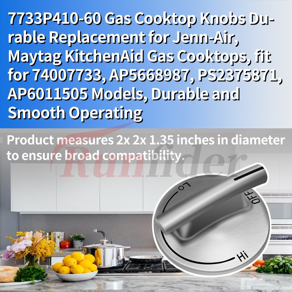 5‑Pack Surface Burner Knobs for Jenn‑Air/Maytag/KitchenAid – Repl. 74007733