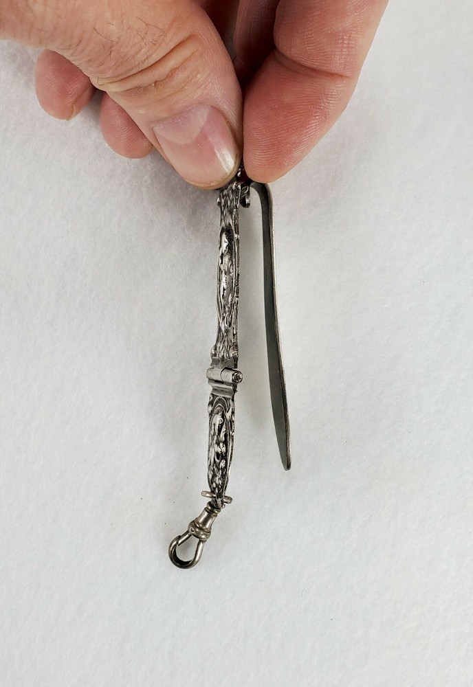 Antique Hinged Repousse' Silver Chatelaine with Putti Angel Decoration