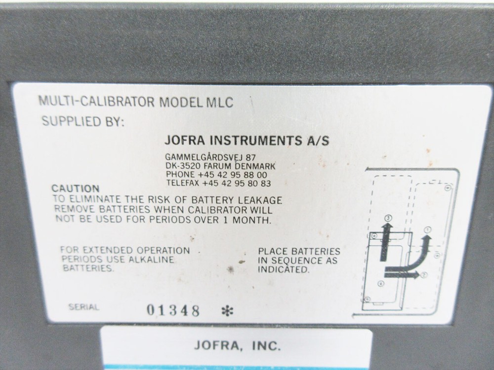JOFRA MLC MULTI LOOP CALIBRATOR - PARTS