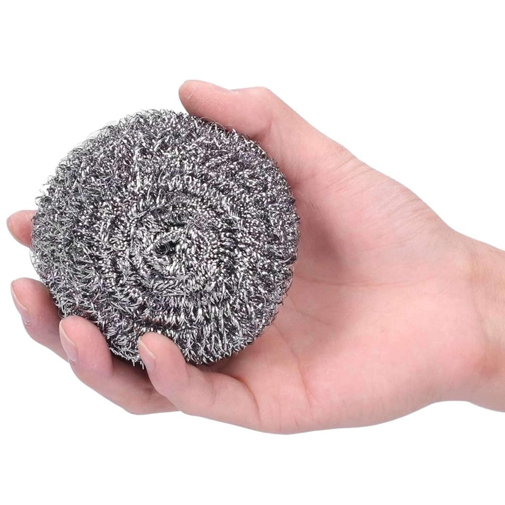Silver Stainless Steel Scrubber Balls: 4 Pack