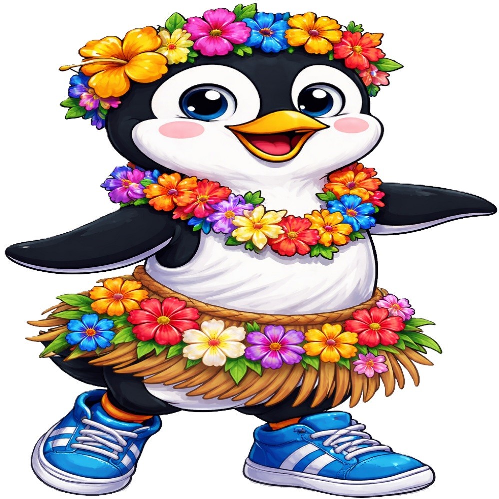 30 Custom Hula Penguin Personalized Address Labels