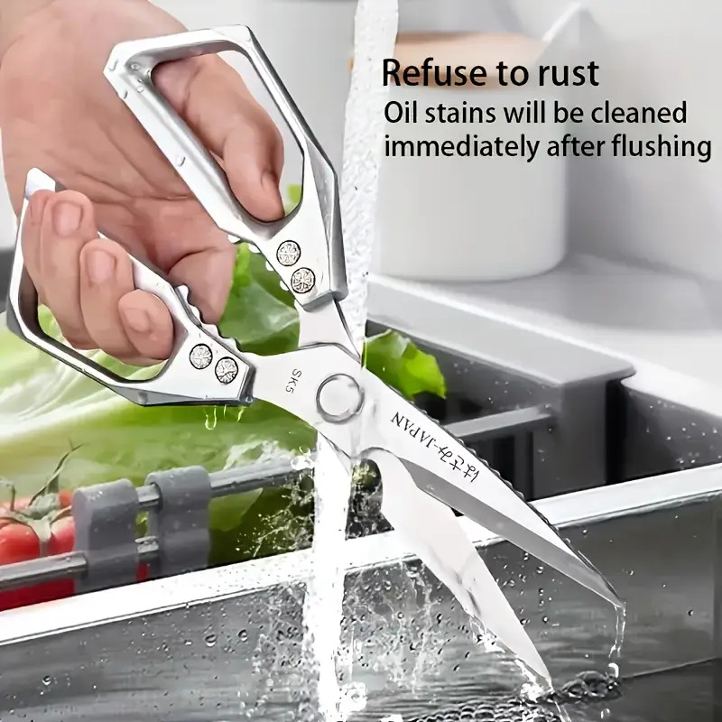 Multi - Functional Silver Kitchen Shears, Stainless Steel, Ideal for Cutting