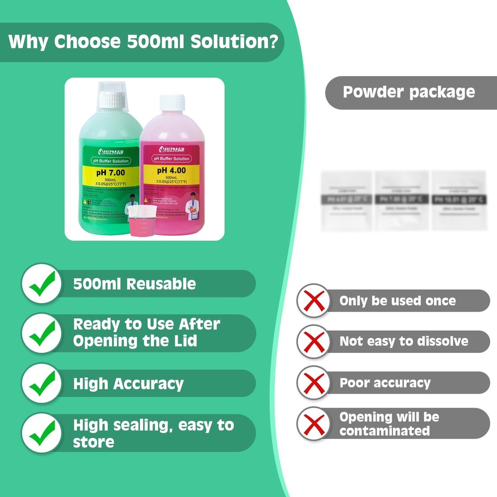 500ml Tester pH 7.00/4.00 Buffer Solution Each and Digital Meter