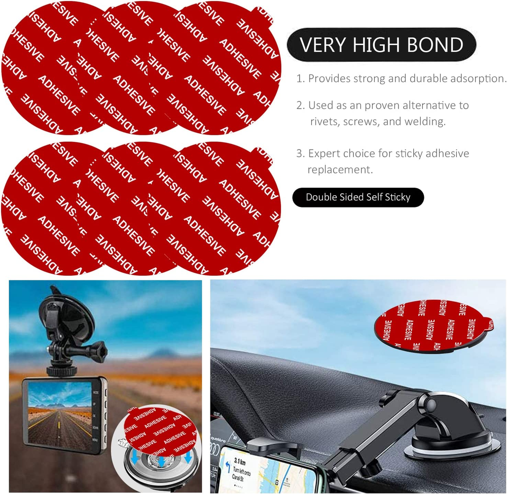 Dashboard Pad Mounting Disk Sticky Adhesive Replacement Kit, 6Pcs 3.15"(80Mm) Ci