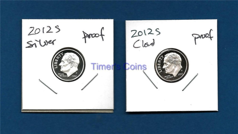 2012 S Clad AND Silver Proof Dime Set - Two Gem Proof Dimes
