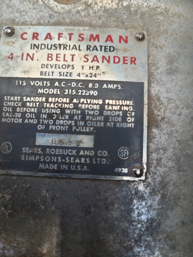 Vintage Craftsman 4" Belt Sander