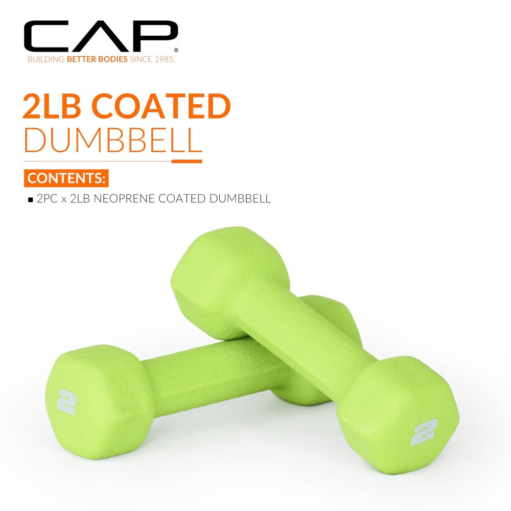 CAP Neoprene Dumbbell Weights, 2 lb Pair, Chartreuse