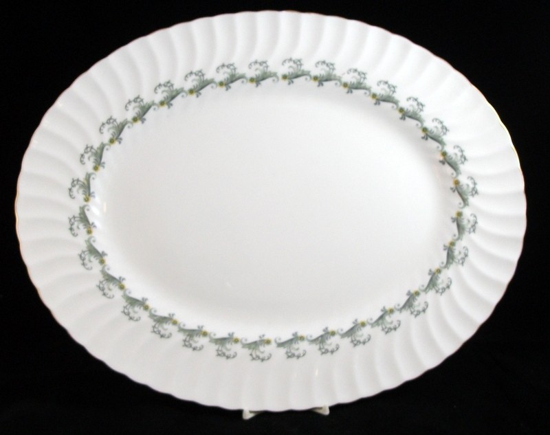 Minton Ermine Medium Oval Serving Platter 15 3/8 Inch Length