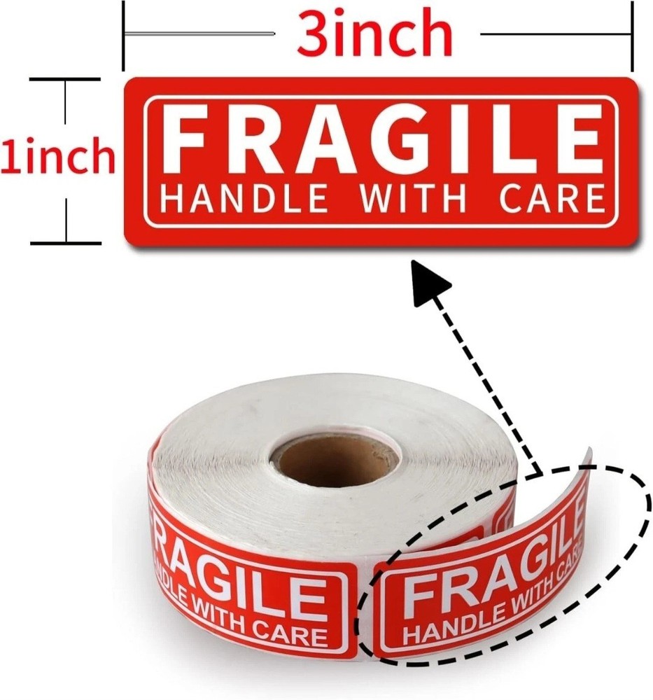 20 Count 3x1in Fragile Handle With Care Caution Stickers
