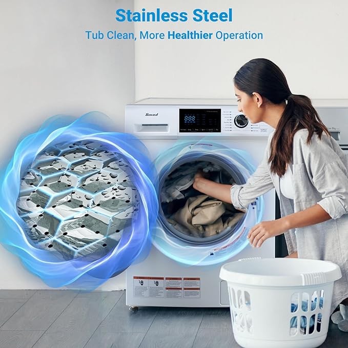 Smad 2.7 Cu.Ft Compact Front Load Washing Machine Laundry 36 Mins Quick Wash