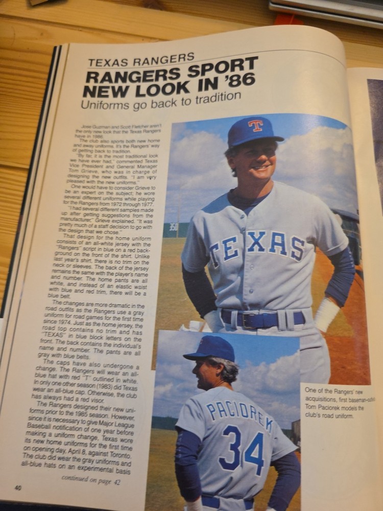 1986 Texas Rangers Vs Minnesota Twins Baseball Program