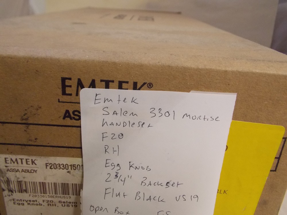 Emtek 3301US10B Salem RH Egg Single Cylinder Keyed Entry Handleset , Flat Black