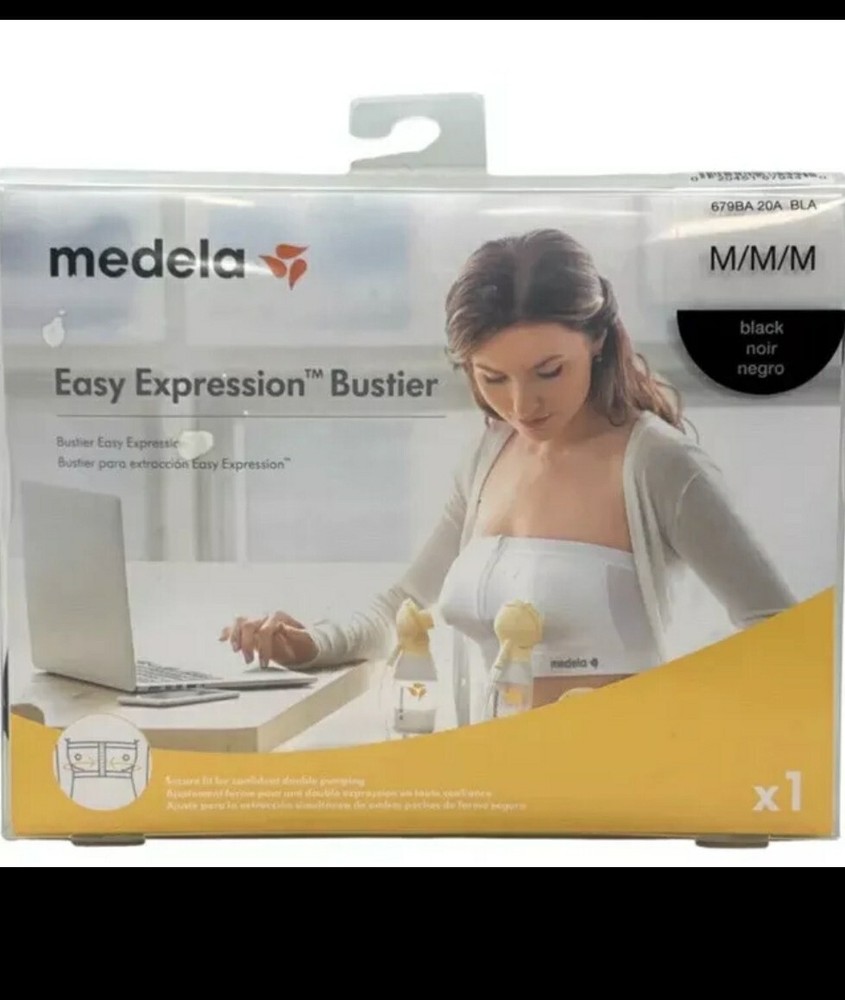 Medela Easy Expression Bustier, Medium Black New Secure Fit - HANDS FREE PUMPING