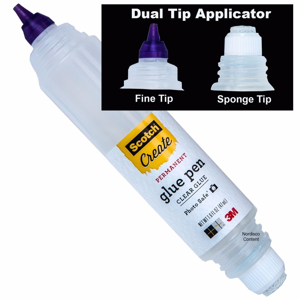 Scotch Create 019-CFT Permanent Glue Pen, Clear Glue, Dual Tip, 1.6 oz.