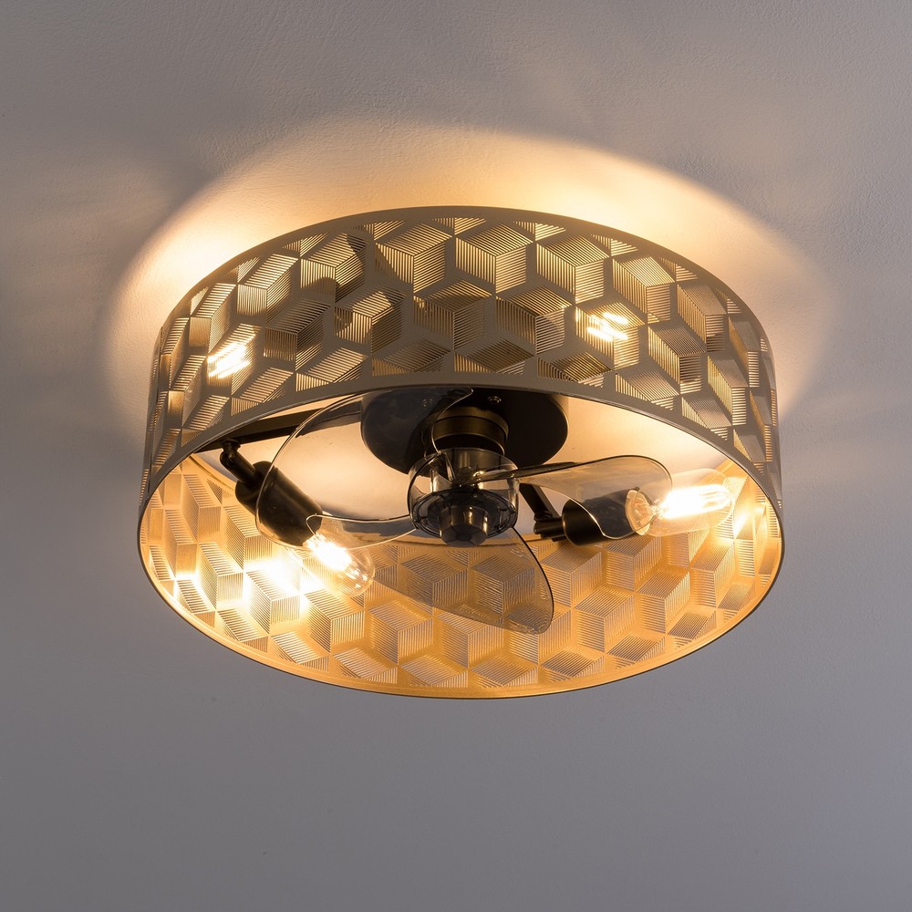 Modern Round Low Profile Ceiling Fan Light with Remote Control ?C 18" Indoor