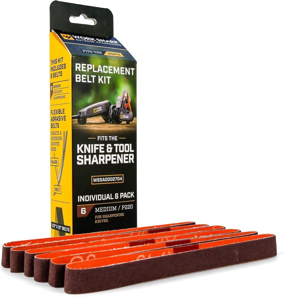 Upgrade Your Sharpener with P220 Medium Grit Red Belts - 6 Pack Replacement Kit