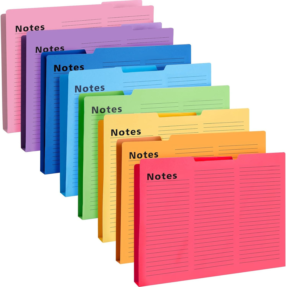 16 Pack File Folders Letter Size, Notes Tabbed File Folders with Tabs, 9.6 X 11.