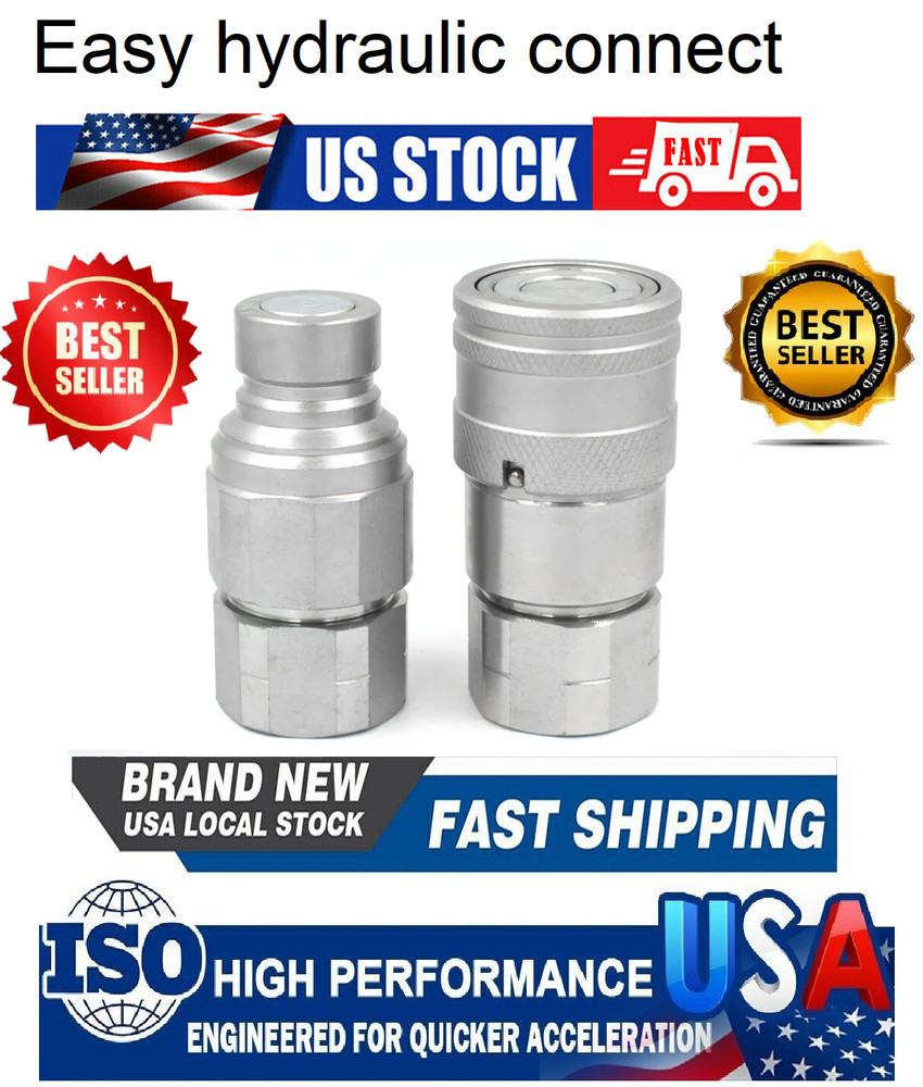 3/4 NPT Flat Face Hydraulic Quick Connect Coupler Coupling Skid Steer