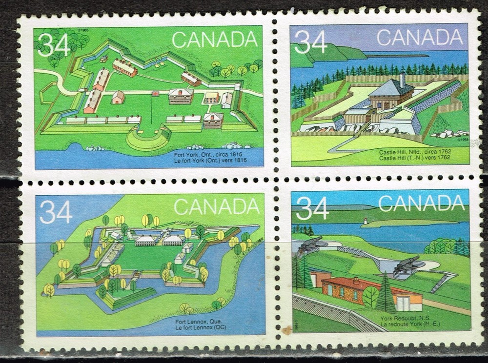 Canada Famous Architecture Forts stamps block 1987