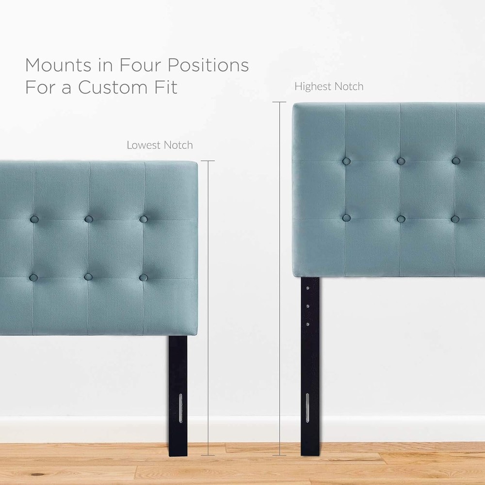 Modway Emily Twin Biscuit Tufted Performance Velvet Headboard, Light Blue