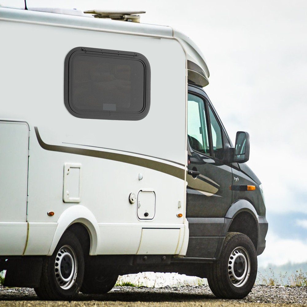 22" x 15" RV Exit Window W/ Trim Ring&Screen, 30-40° Push Out Camper Vent Window