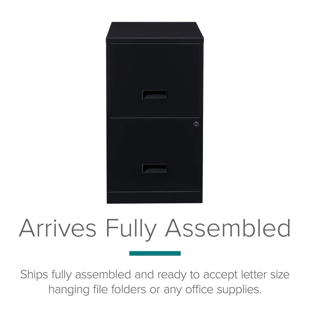 18" Deep 2 Drawer Letter Width Vertical File Cabinet, Black