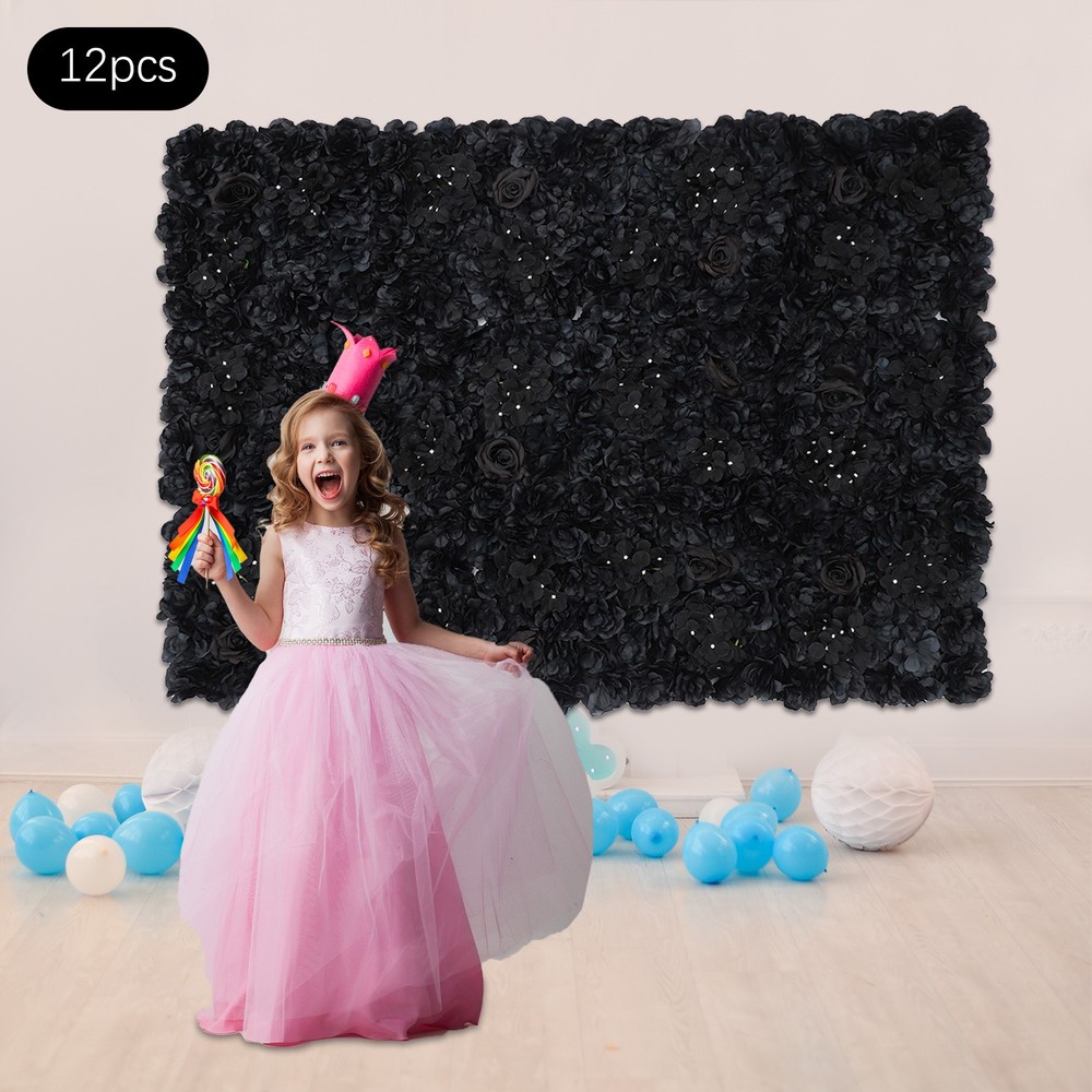 Artificial Flower Wall Background, 12Pcs 3D Flowers Wall Panel Backdrop