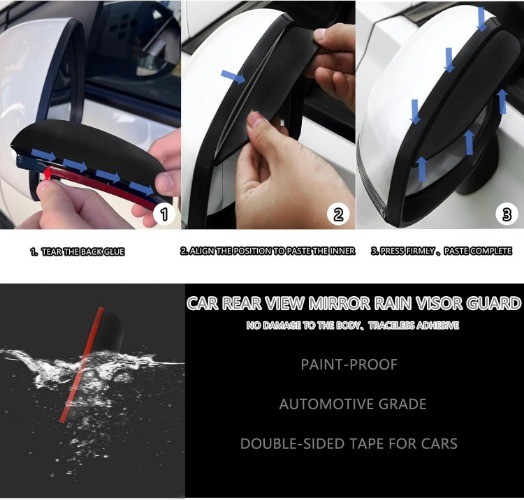 2 Pack Car Rear View Mirror Rain Visor Guard, Side Mirror Rain Guards, Car Side