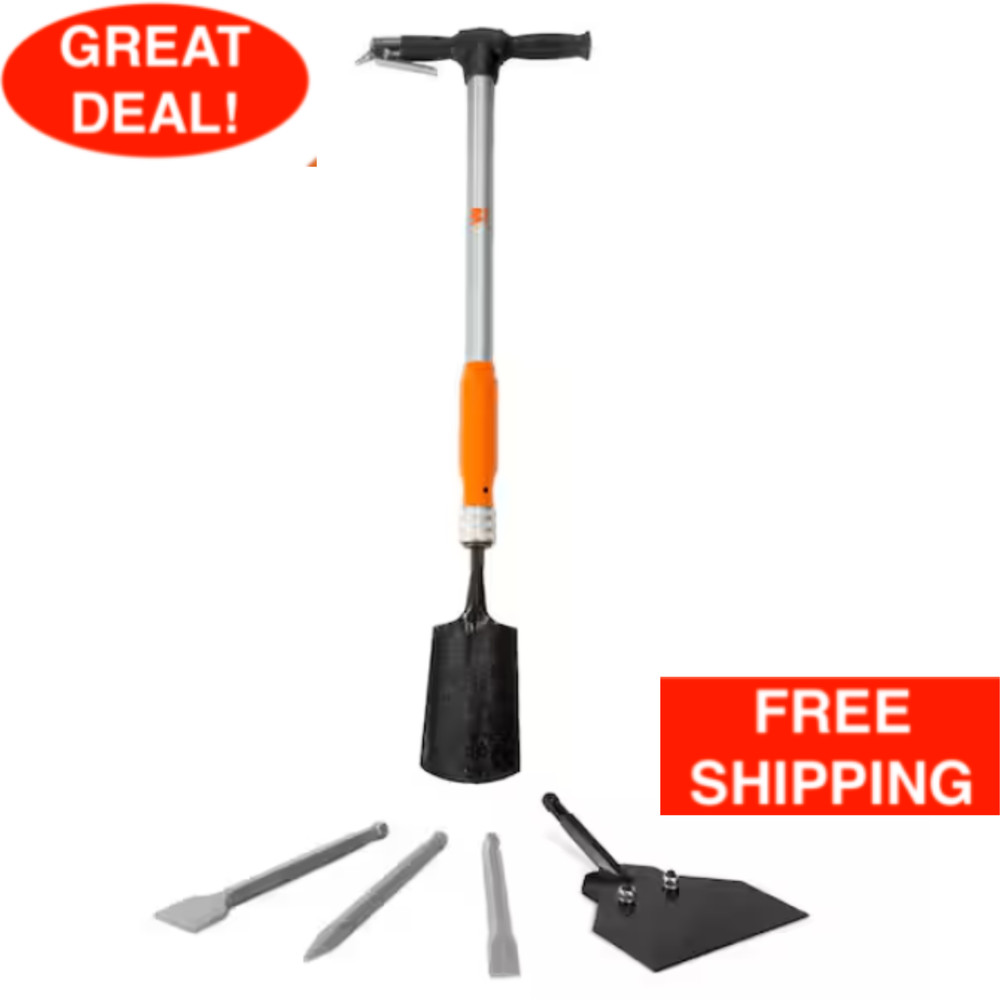 5-in-1 Pneumatic Multi-Function Tool W/ Scraper Shovel & Chisel Attachments