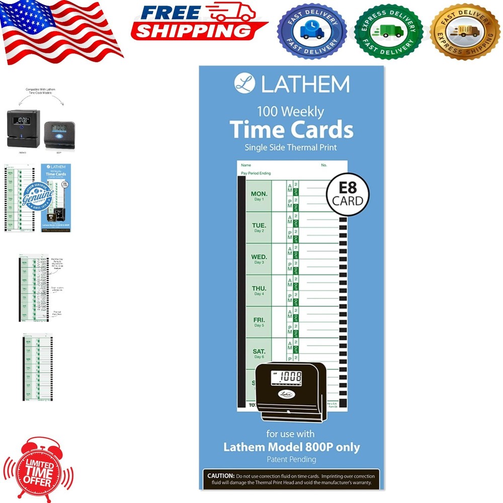Durable Employee Time Card Pack, 100 Count for Accurate Payroll Processing