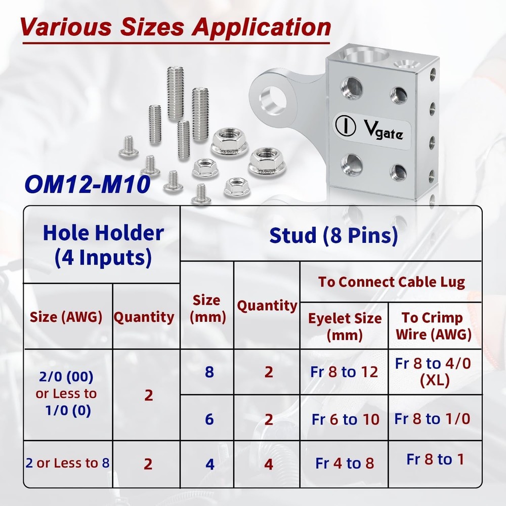 Compact Multi-Size Battery Terminal with Bolt Down Ends