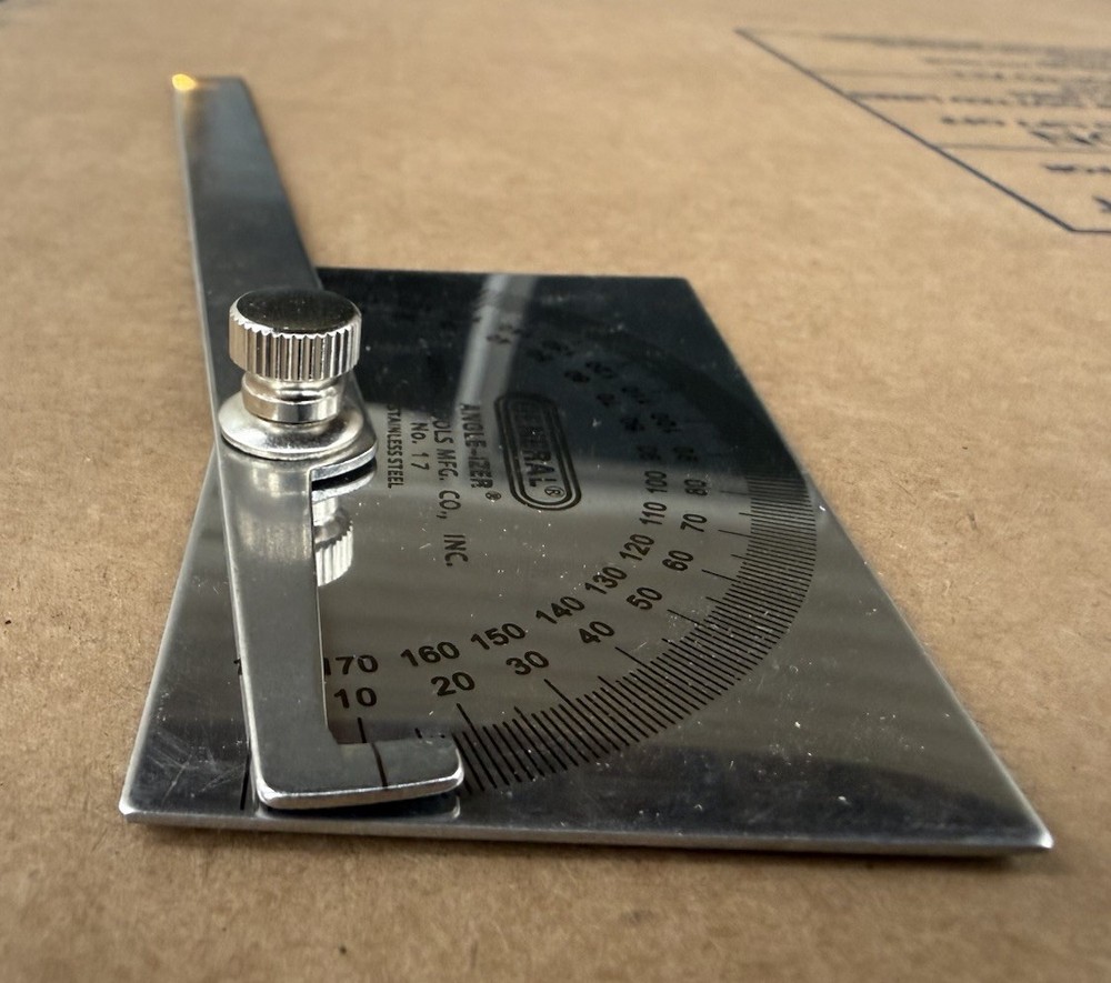 Vintage General Tools 17 ANGLE-IZER Square Head Protractor Stainless MADE IN USA