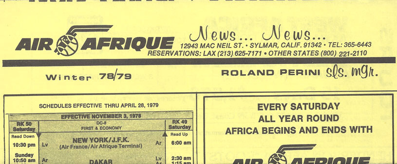 Air Afrique US timetable 11/3/78 [4081]
