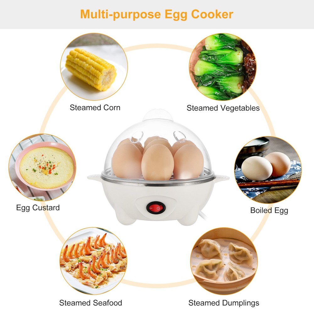 7 Egg Capacity w/ Auto-Off Hard-Boiled Egg Maker Electric Egg Cooker Boiler