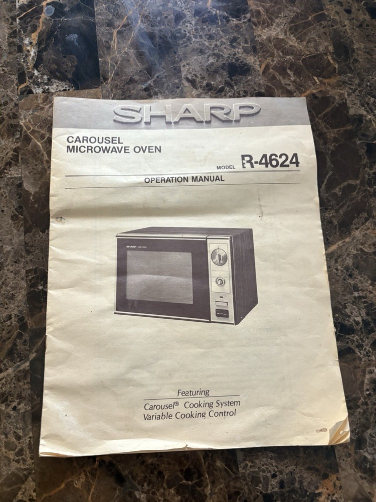 Sharp R-4624 Carousel Microwave Oven Countertop Woodgrain Timer Variable Control