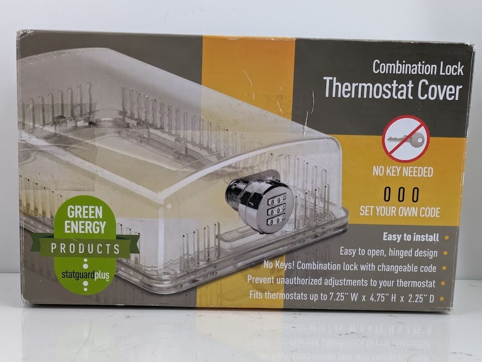 StatGuardPlus Universal Thermostat Guard Clear Changeable with Combination Lock