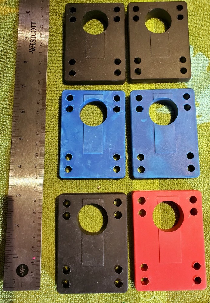 Slant Longboard Wedge Risers - Black, Red, Blue - Angled Riser Pads - Set of 2