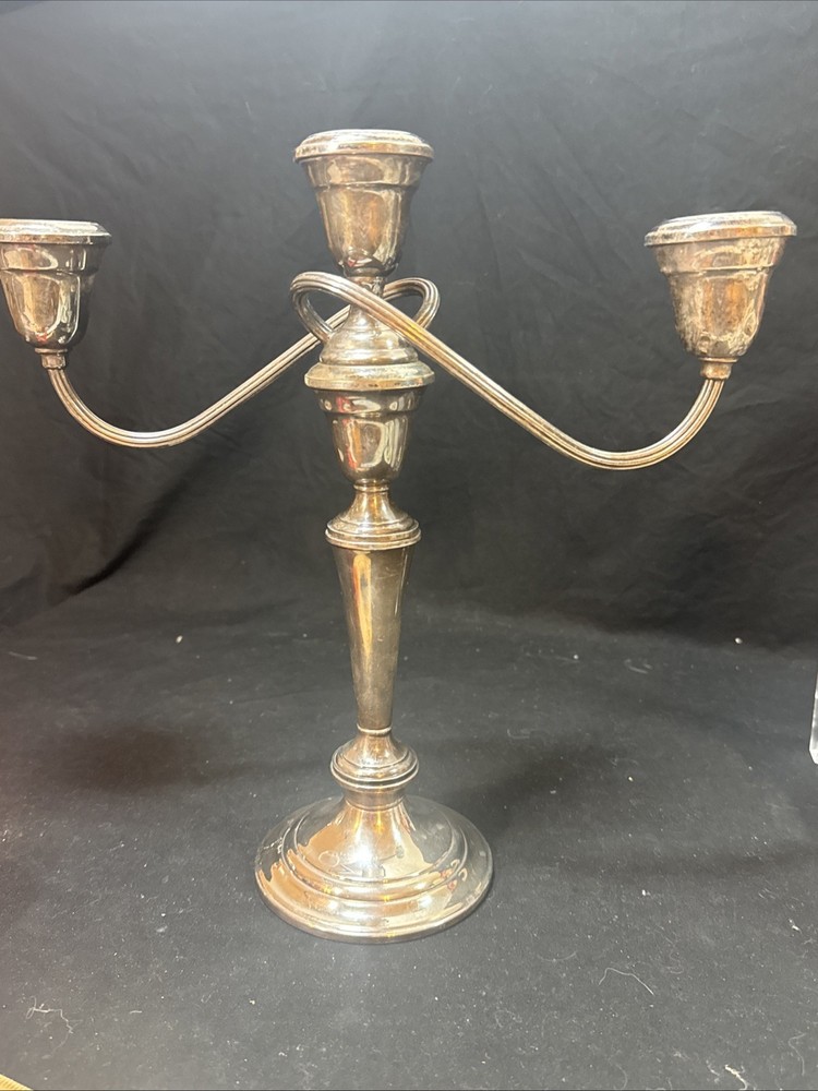 Vintage Gorham Silver Plate 3 Arm Candlestick Electroplated