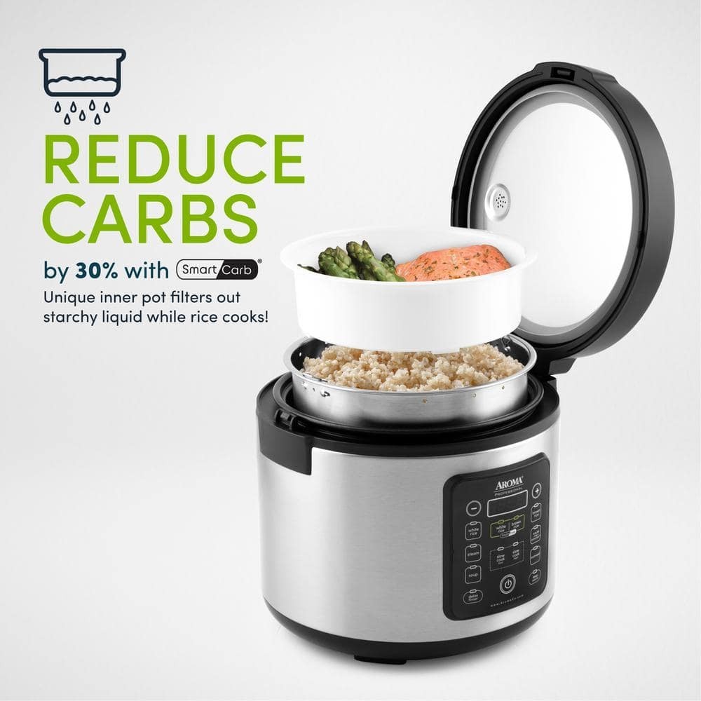 Aroma Rice Cooker 20-Cup Stainless Steel Multi-Function Keep Warm Nonstick Pot