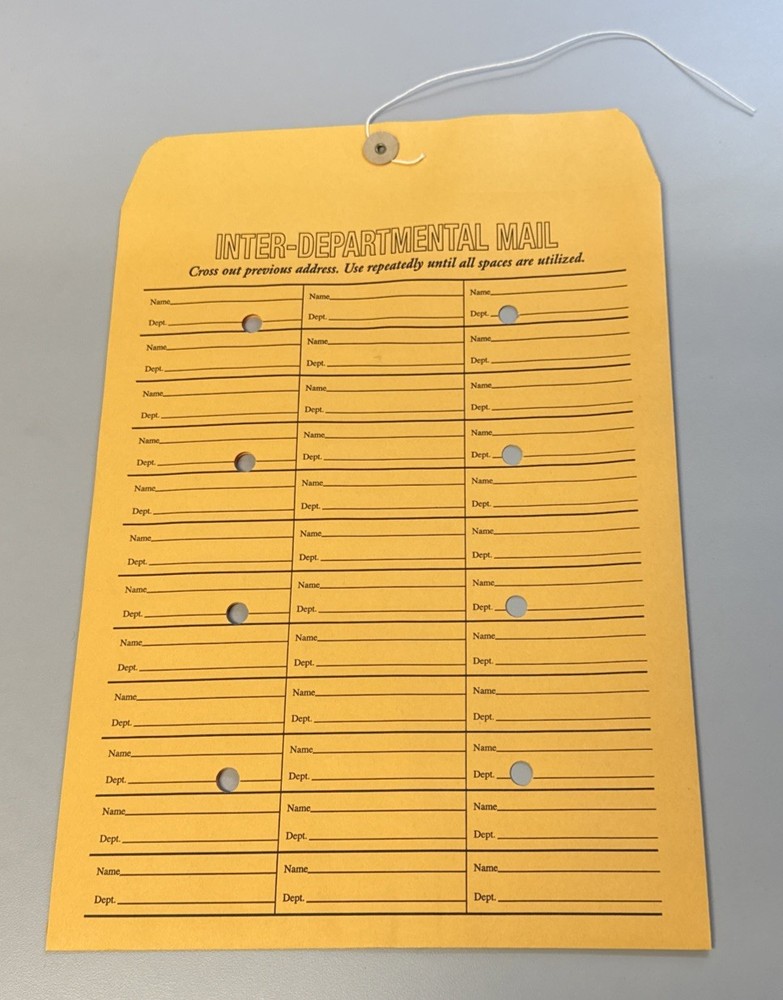 NEW Interoffice Envelope Kraft String Seal Printed both Side, 10 x 13 100 pack