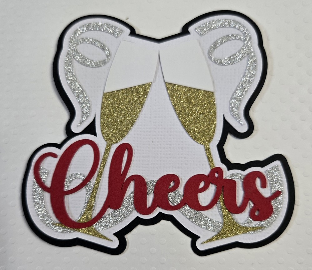 New Years Cheers Title. Scrapbook, Card Making Paper Piecing