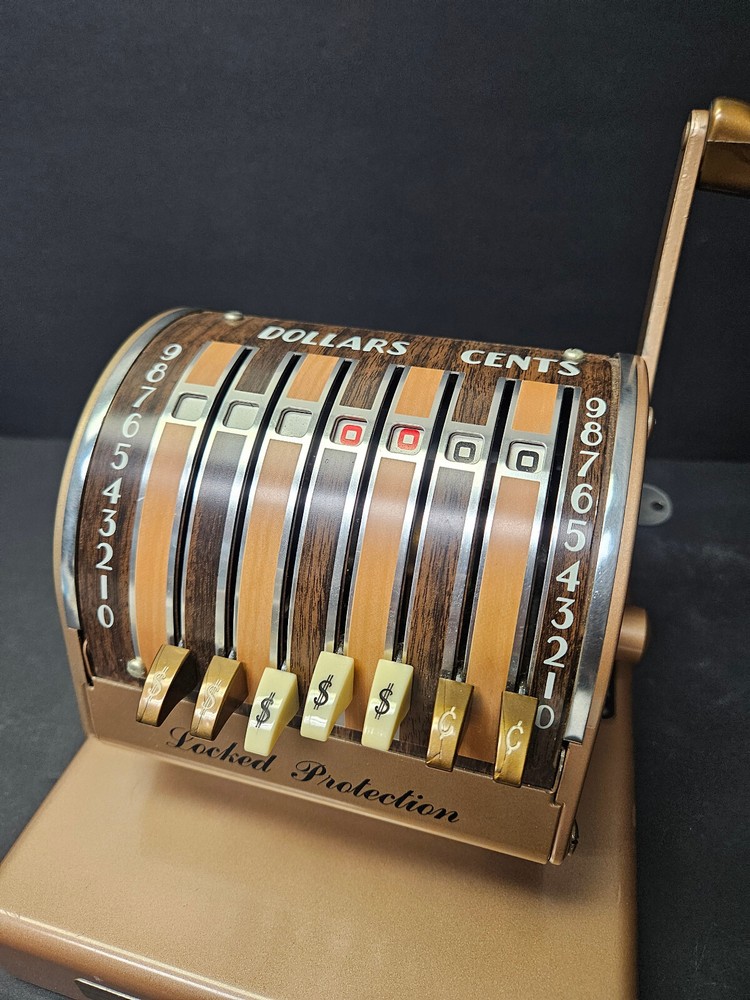 Paymaster X-550 Check Writer Machine & Key Beige Chrome