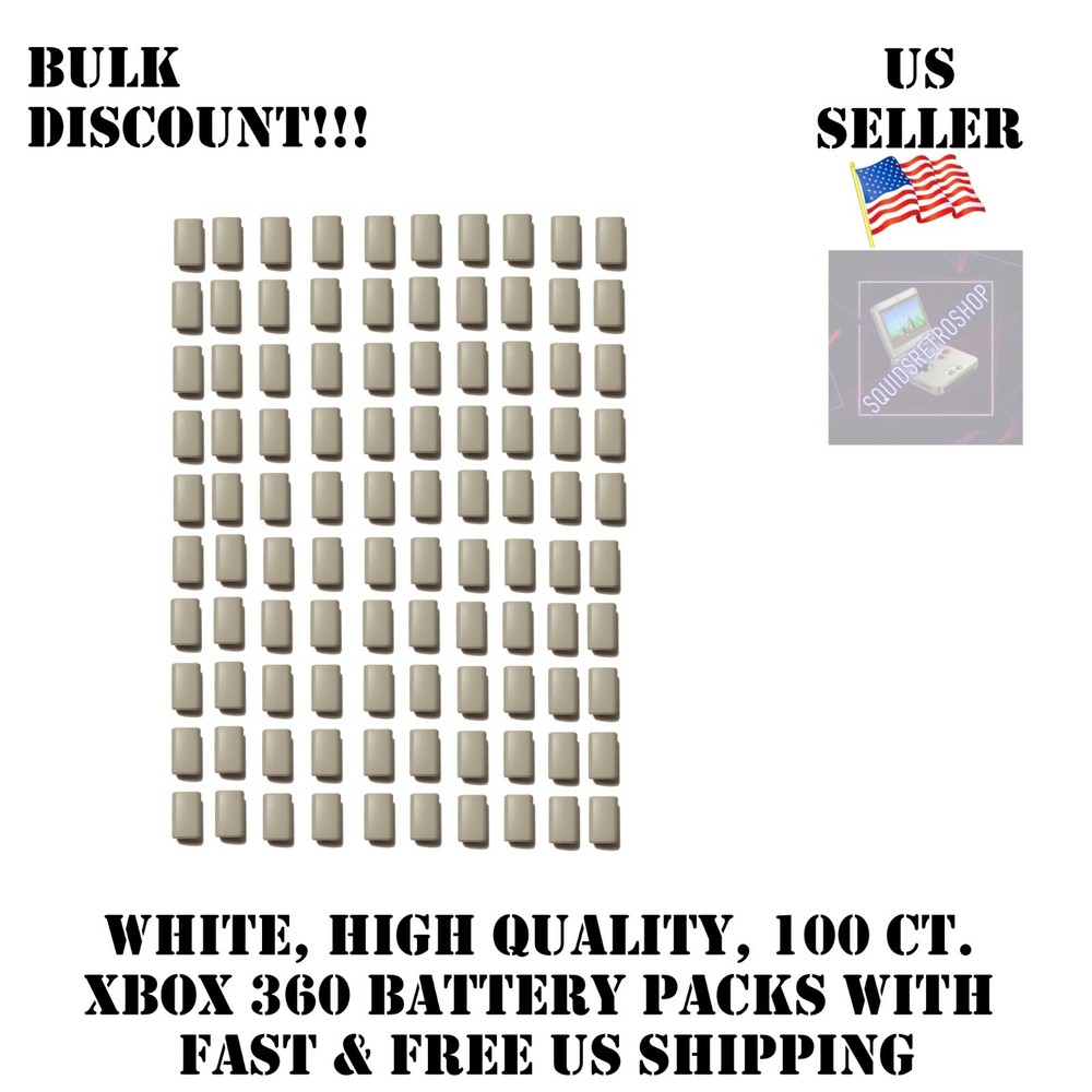 100 White Battery Replacement for Xbox 360 Controller Case, Shell, Pack Cover US