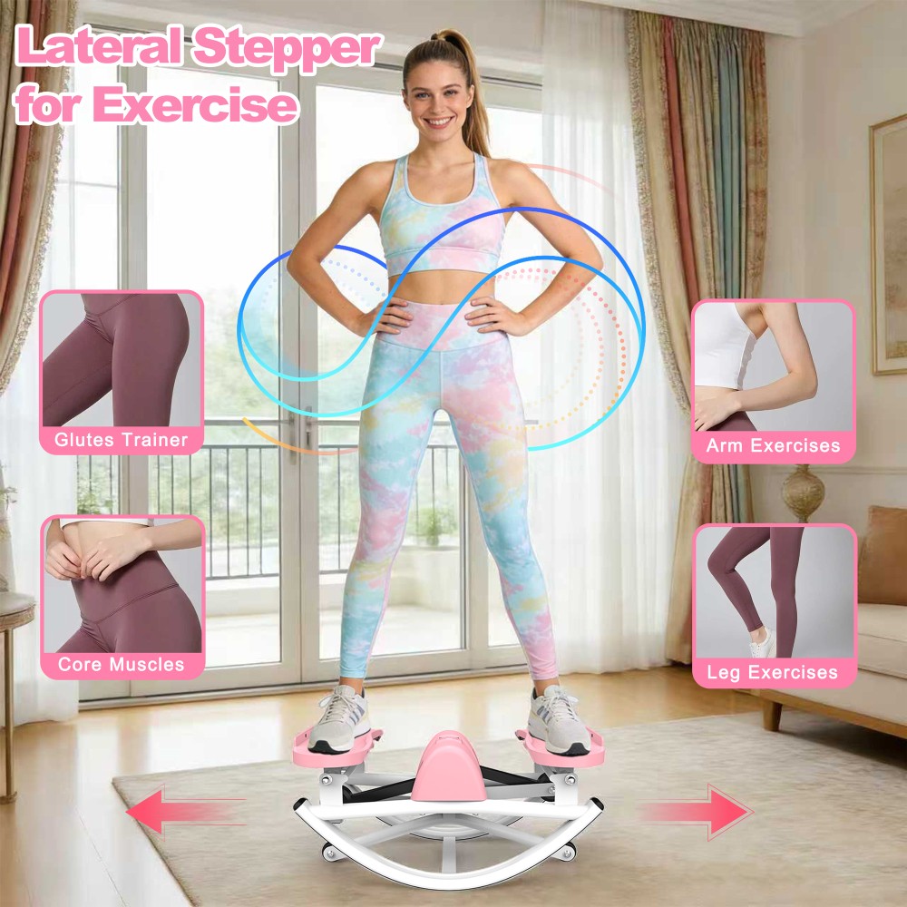 Lateral Stepper for Exercise-Rocking Stepper Machine with Resistance Bands & Ant