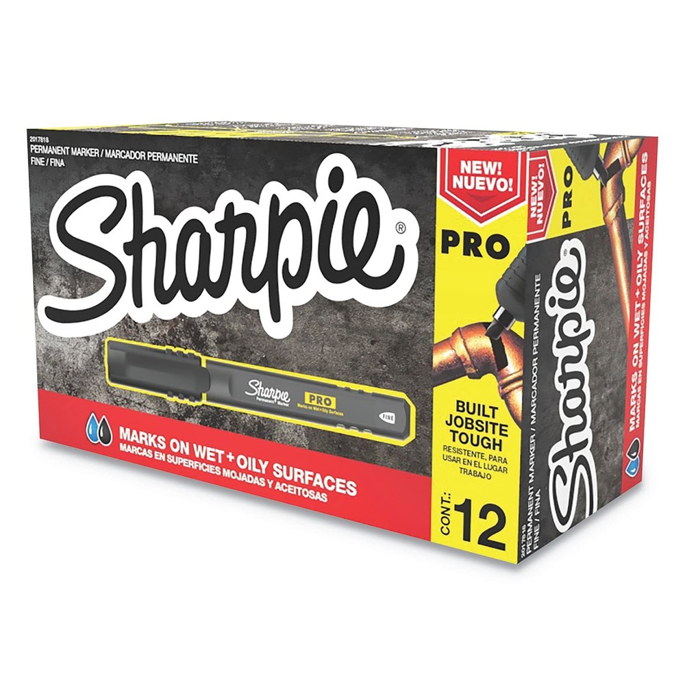 Permanent Marker, Fine Point, Black, 12 Count (2017818)