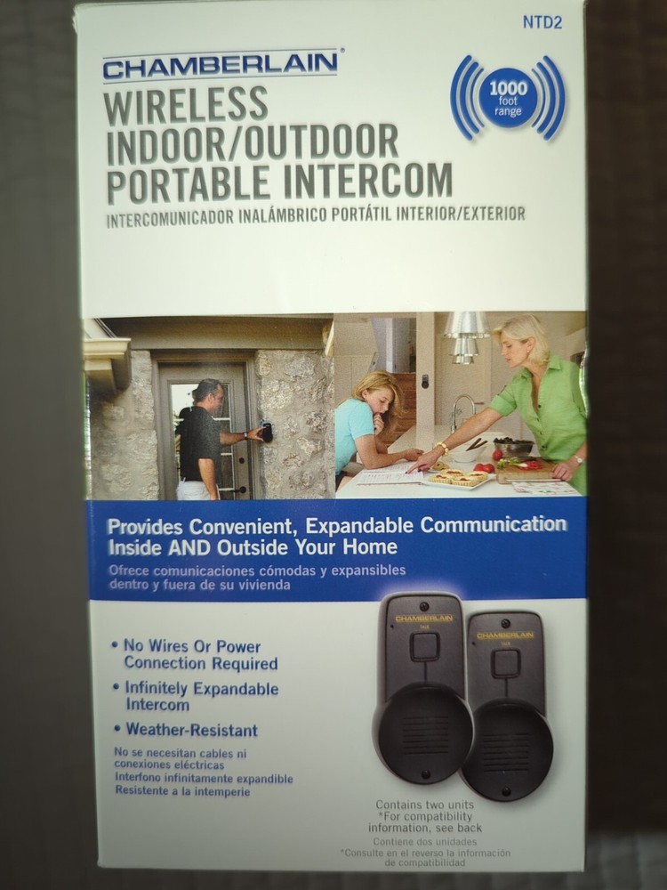 Chamberlain Wireless Indoor Outdoor Portable Intercom System NTD2 1000 ft Range