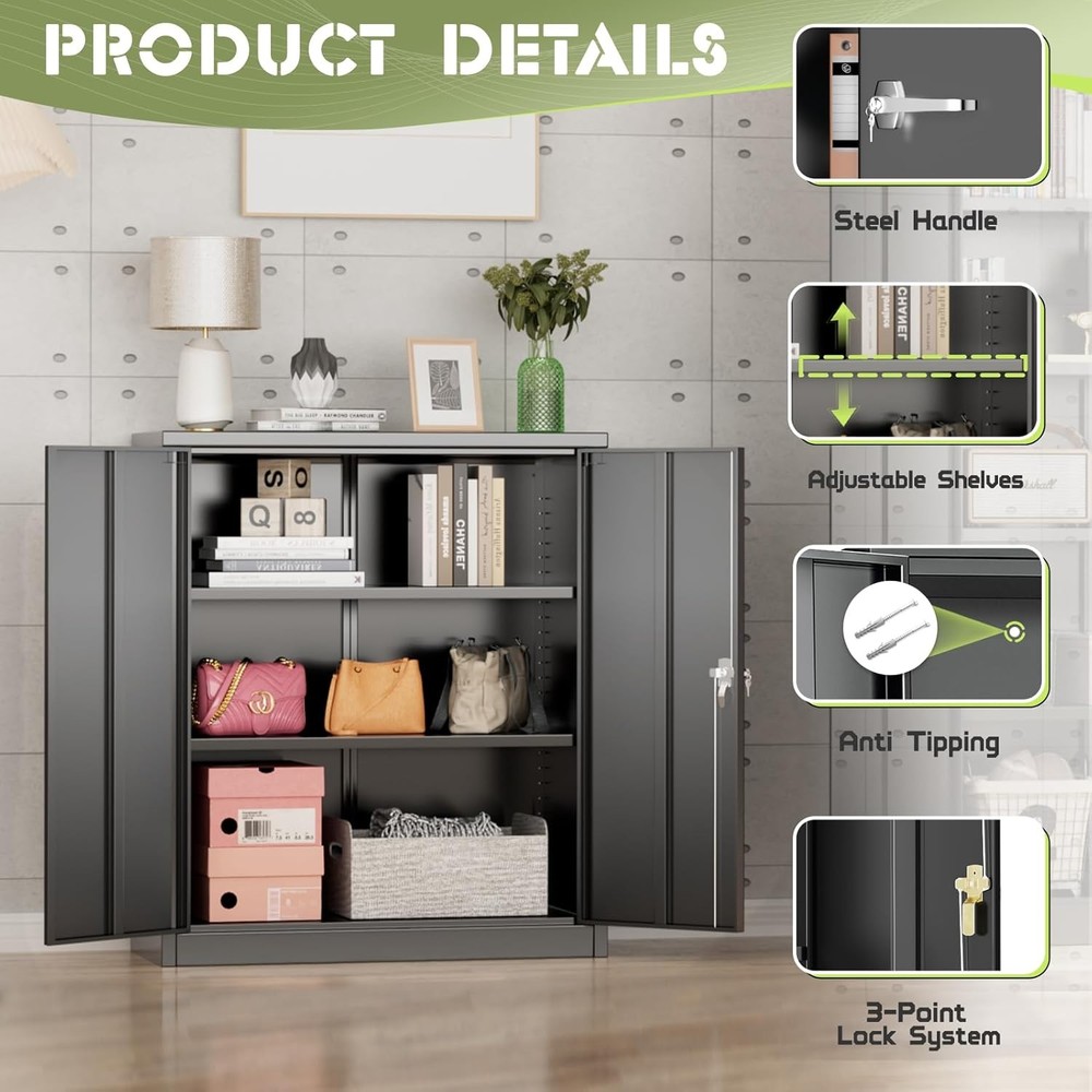 Oakcloud Metal Storage Cabinet Tool Organizer, 36" Lockable Garage Storage Tool